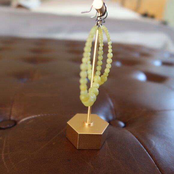 Chan Luu faceted light green jade (?) front facing hoops earrings 2" long drops - Picture 5 of 13